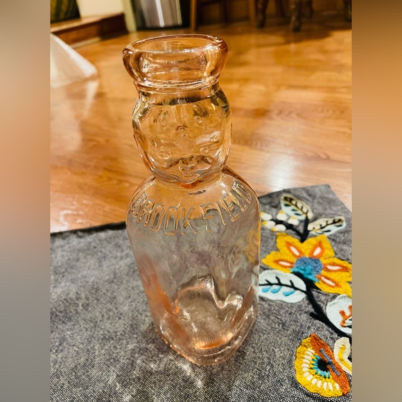 One quart Brookfield Baby top double face pink  Glass milk bottle - Picture 1 of 9